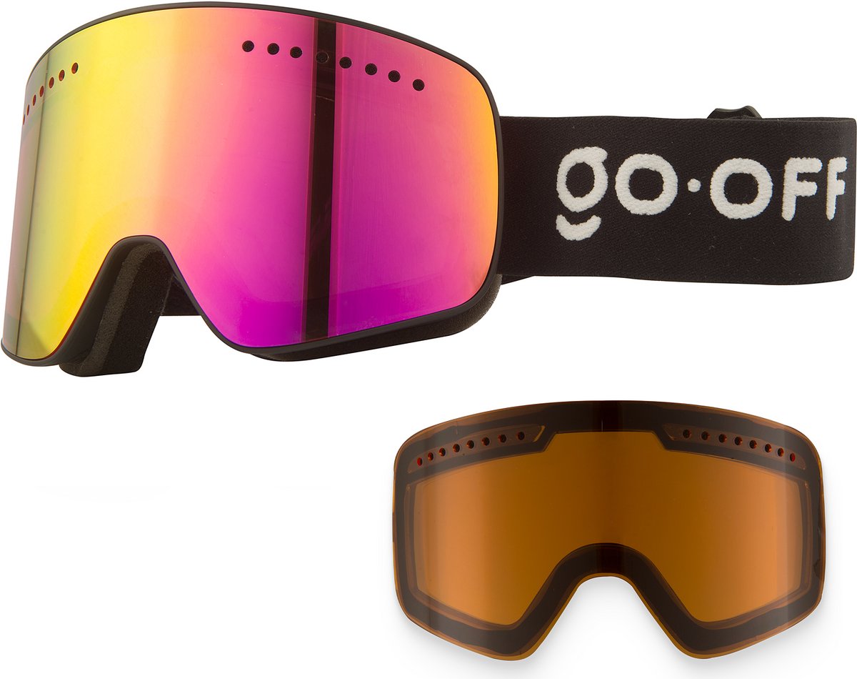 GO-OFF MAGNET skibril met 2 lenzen. paars en oranje