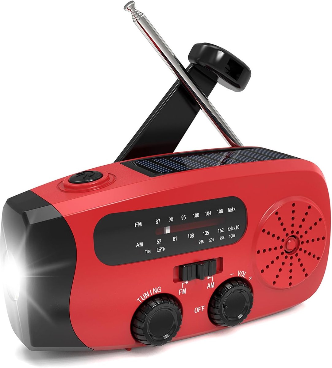 Zonne-noodradio met Oplaadbare Powerbank en SOS Alarm - Draagbare Radio voor Kamperen en Wandelen