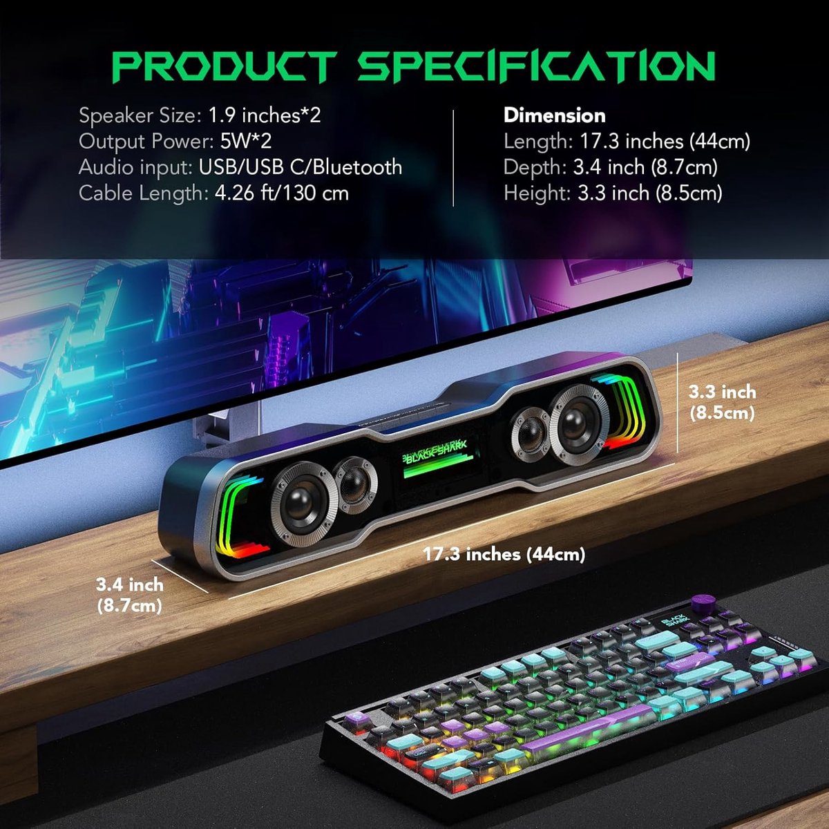 Diepe Soundbar met Diepe Bassen en RGB Verlichting - afbeelding 3