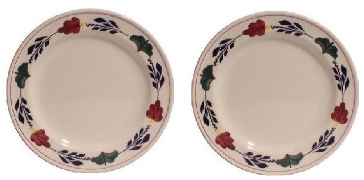 Boerenbont ontbijtborden rond 21cm - set van 2 Stuks