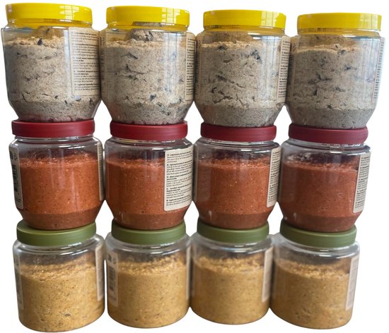Voedzame Mix Vogelpindakaas 12x | Universele Plastic Potjes