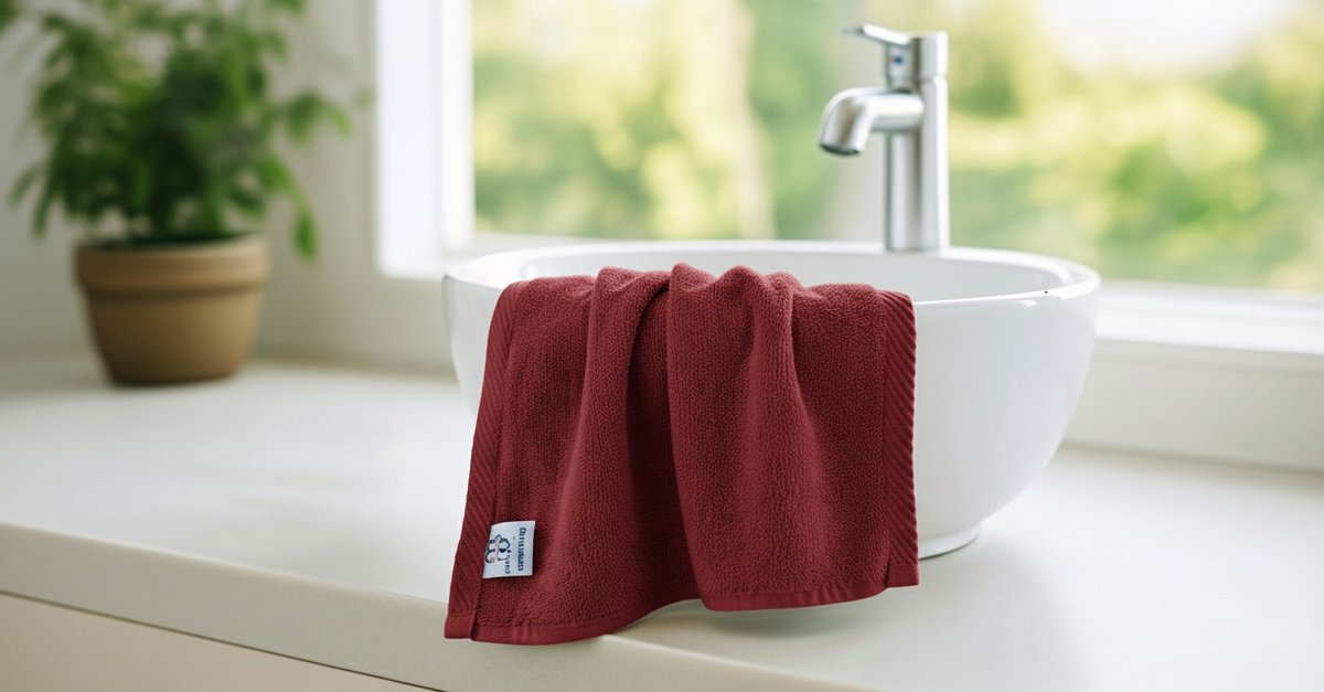 Nile Textile Luxe Gastendoekje - 30x30 - Donker rood - 600GSM - Egyptisch Katoen