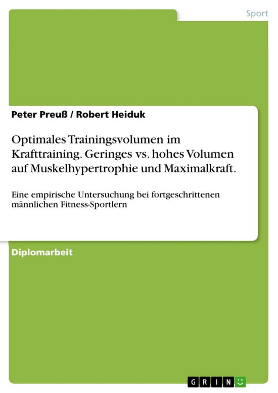 Optimales Trainingsvolumen Im Krafttraining. Geringes Vs. Ho ... - cover