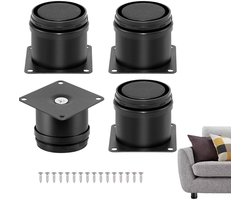 4-delige meubelpoten - Verstelbare ronde kastpoten - Metalen kasttafelpoten - Geschikt voor kasten, banken, planken, tafels, doe-het-zelf meubels - Zwart 50 mm