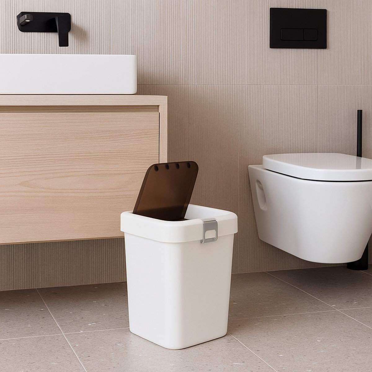Motek® - Comfort Dust Bin Afvalbak 8,lt - Prullenbak - Afvalscheiding - Gemaakt van Gerecycled Plastic - Wit