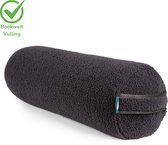 MindBaas - Yoga Bolster - Eco - Teddy - Donkergrijs - Dubbel Gestikt - 60 x 20 cm (lengte x diameter) - Yoga Kussen - Yoga Rol