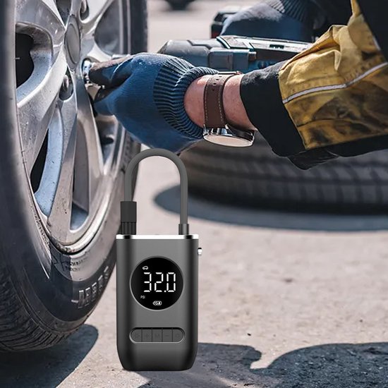Ynkkvre - Elektrische Luchtpomp 150 PSI - 4x Sneller - Met Digitaal Banden Spanningsmeter - LED Lamp - 4 Modi Accu Compressor voor Fiets Auto Motor en Ballen — afbeelding 4