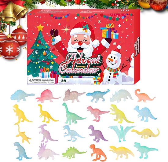 Dinosaurus Countdown-kalender, 24 dagen aftelkalender, Kerstmis, speelgoed, dinosaurus-ei voor