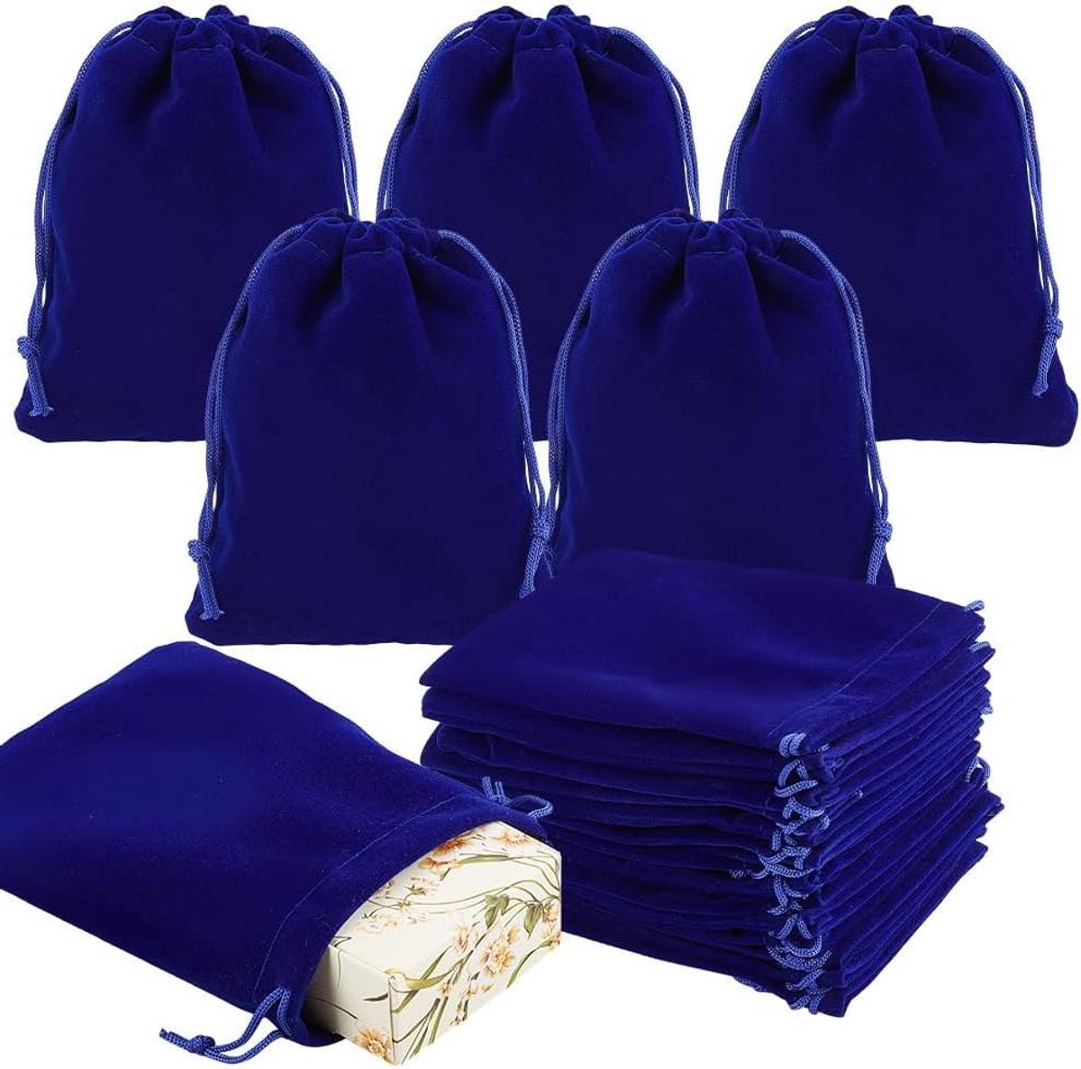 TheLau - Fluwelen Cadeauzakjes in Blauw - 30 Stuks - 15 x 12 cm - Met Trekkoord - Geschikt voor Sieraden, Armbanden en Horloges