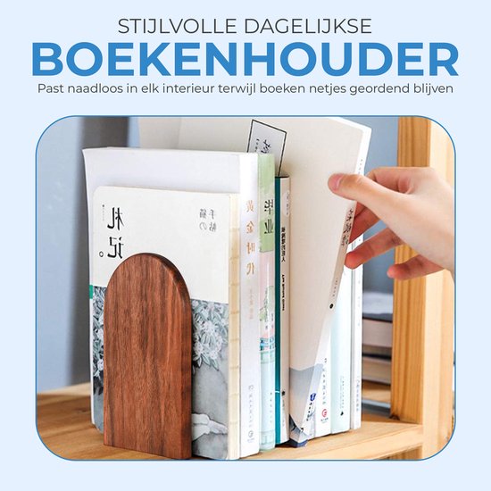 Serre-livres NovaWare® - 4 pièces - Serre-livres - Organisateur d'étagère - Porte-livres - Étagère à livres - Serre-livres - Bois de noyer