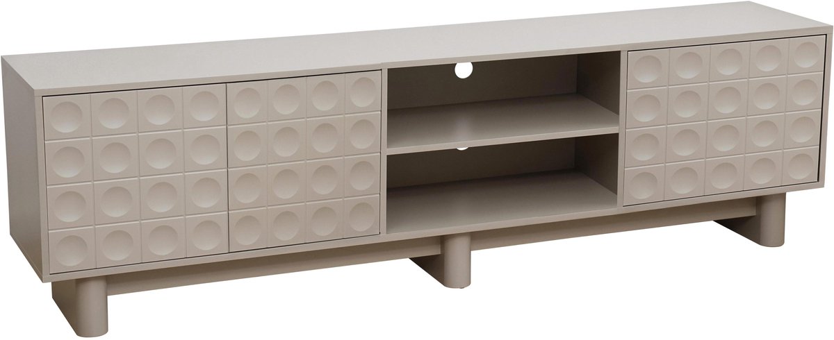Oviala - Rechthoekige tv-kast met 3 deuren L200 cm beige - Octave
