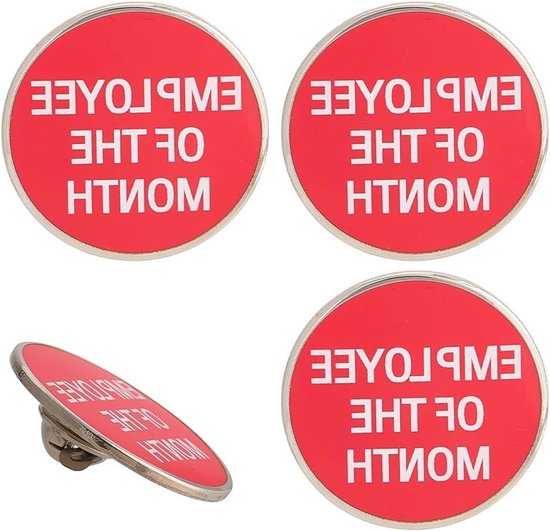 Foto: Allecto plus werknemer van de maand pin rood emaille badge excellentie waardering corporate revers broche personeel award sieraden