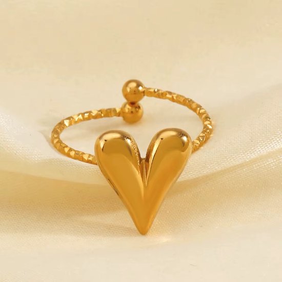 Ring délicate Borasi couleur or | Plaqué or | Délicat | Ring de cœur | Acier inoxydable | Bijoux pour femmes | Bagues |