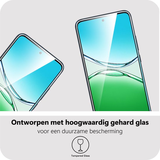 Twee smartphones met screenprotectors, gemaakt van hoogwaardig gehard glas voor duurzame bescherming.
