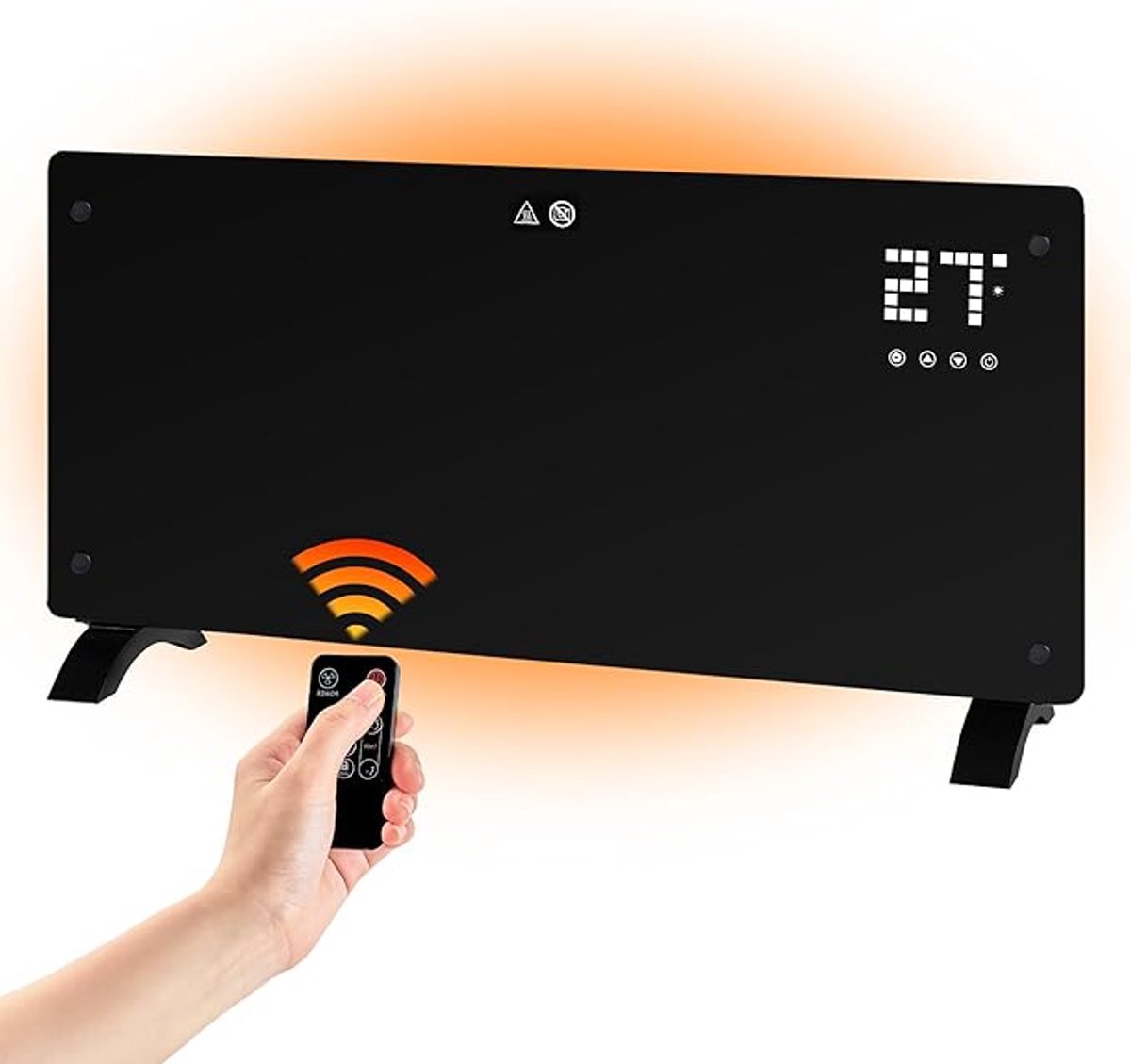 NETTLIFE Elektrische Kachel - 1000W/2000W - Verwarming elektrisch - Convectorkachel met thermostaat - 3 Warmtestanden - Tot 30m2 - Radiator met afstandsbediening - Touchscreen - Timer - Oververhittingsbeveiliging - zwart