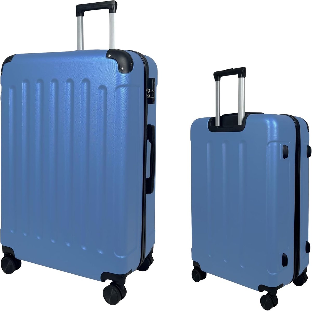 Harde Koffer met 4 Wielen en Veiligheidsslot - 55cm Handbagage in Grijs en Blauw