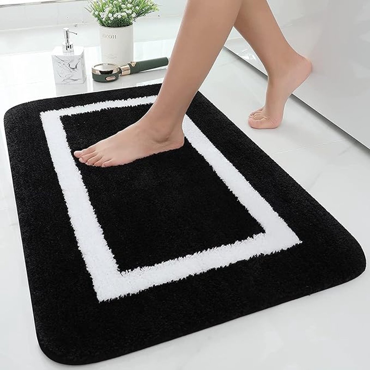 Homaxy Badkamermat - TPR Antislipmet - Absorberende Badmat- Badkamermat - Douchemat - 61x91cm - Zwart - Extra Zwaar