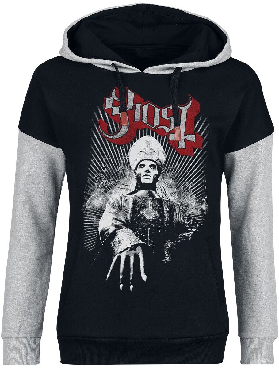 Ghost Priest Dames Trui met capuchon - zwart/gemêleerd grijs - M