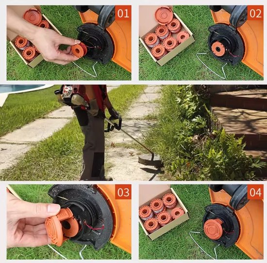 Draad geschikt voor 20V grastrimmer WORX - 6 draadspoelen + 2 trimmerkappen van WORX — afbeelding 2