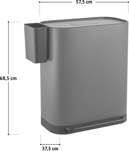 SVITA LT2X30 Vuilnisbak 60l - Pedaalemmer 2 Comparti Met Deksel Grijs 1074471186