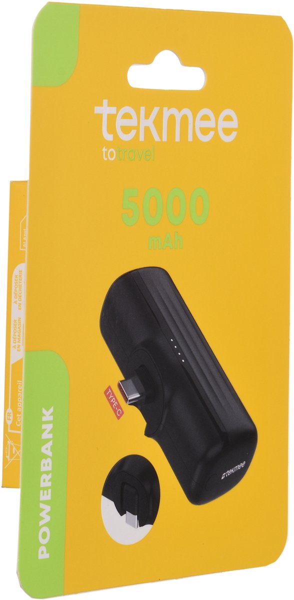 Tekmee Powerbank 5000mAh – Draagbare Oplader - Snellader met USB-C