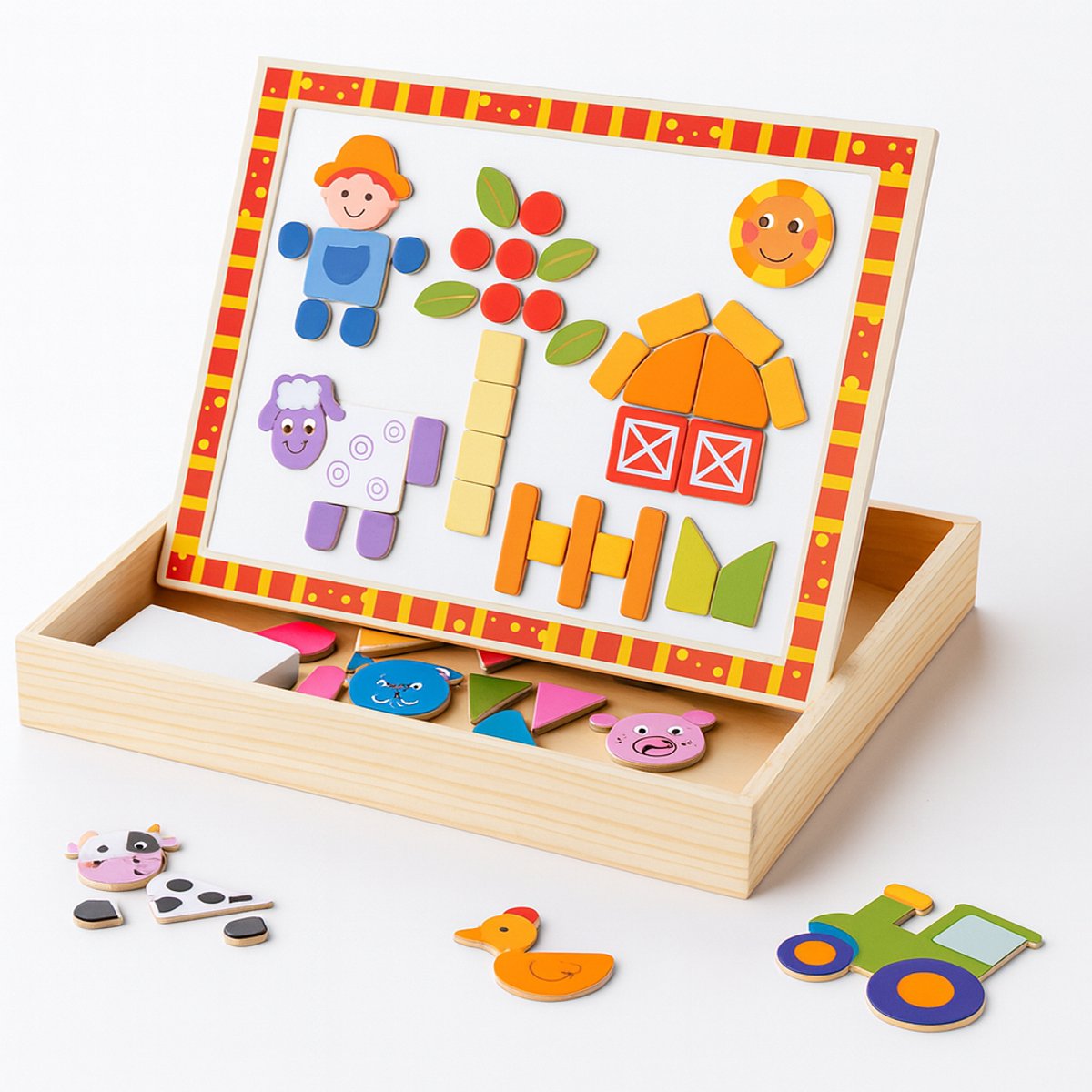 Tooky Toy® Magnetisch Puzzlespel - Stimulerend houten Montessori speelgoed – Duurzaam, Educatief en Creatief spel voor Kinderen om Zelfredzaamheid en Vaardigheden te Ontwikkelen