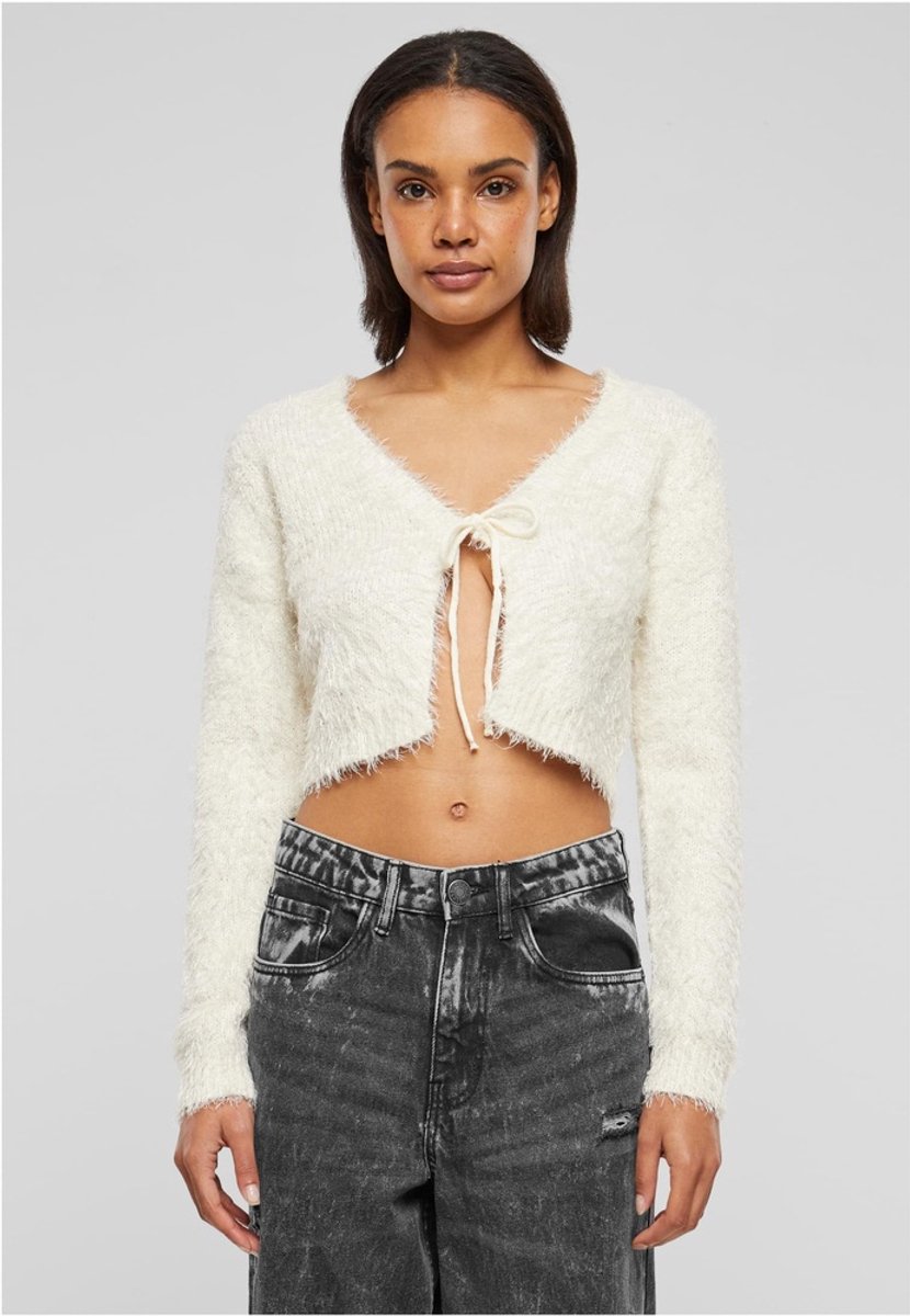 Urban Classics Tied Cropped Feather Cardigan 4XL Beige