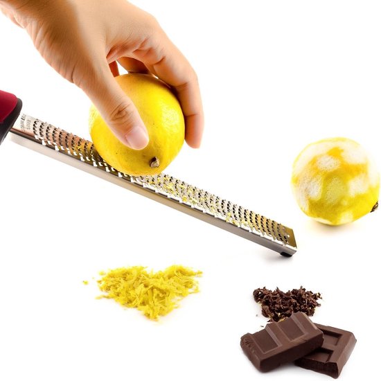 Rasp - Professioneel zester - Snel en efficiënt Citroenrasp - Multifunctioneel Handrasp lang - Kaasrasp - Gemberrasp - Knoflookrasp - Smalle lange rasp - Keuken Rasp - ergonomische zachte handgreep - Hoogwaardige kwaliteit rvs - Zwart