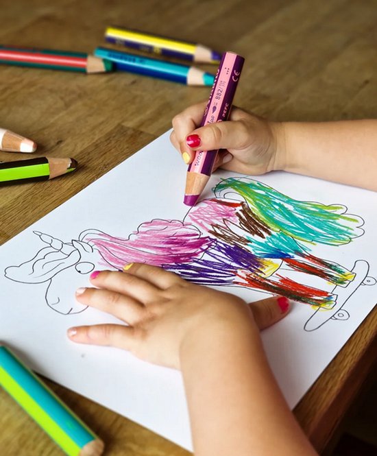 STABILO Woody 3 en 1 Duo - Crayon de Couleur Multi Talent - Trousse 10 Couleurs + Taille- Taille-crayon