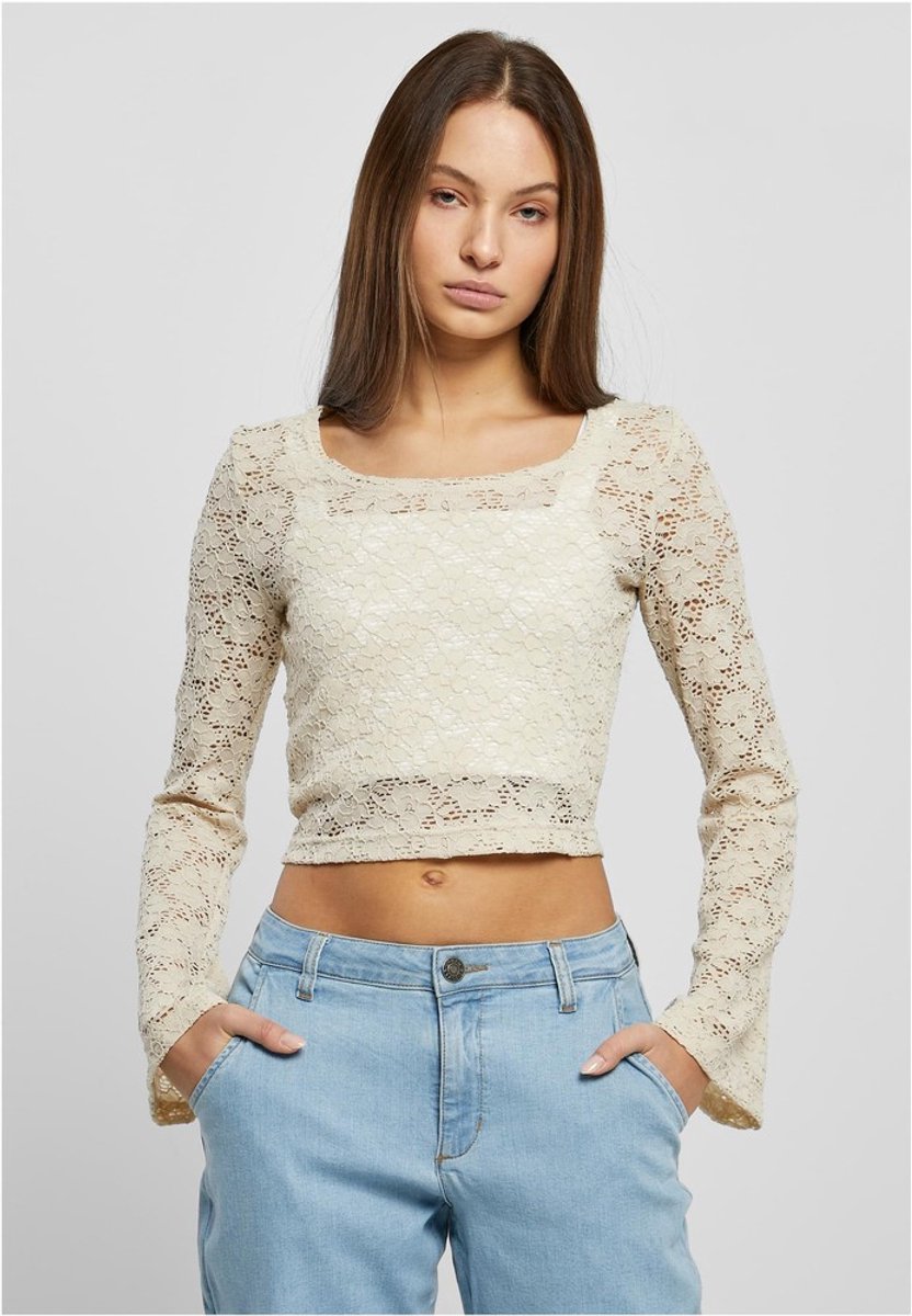 Urban Classics Cropped Lace Longsleeve top 5XL Groen