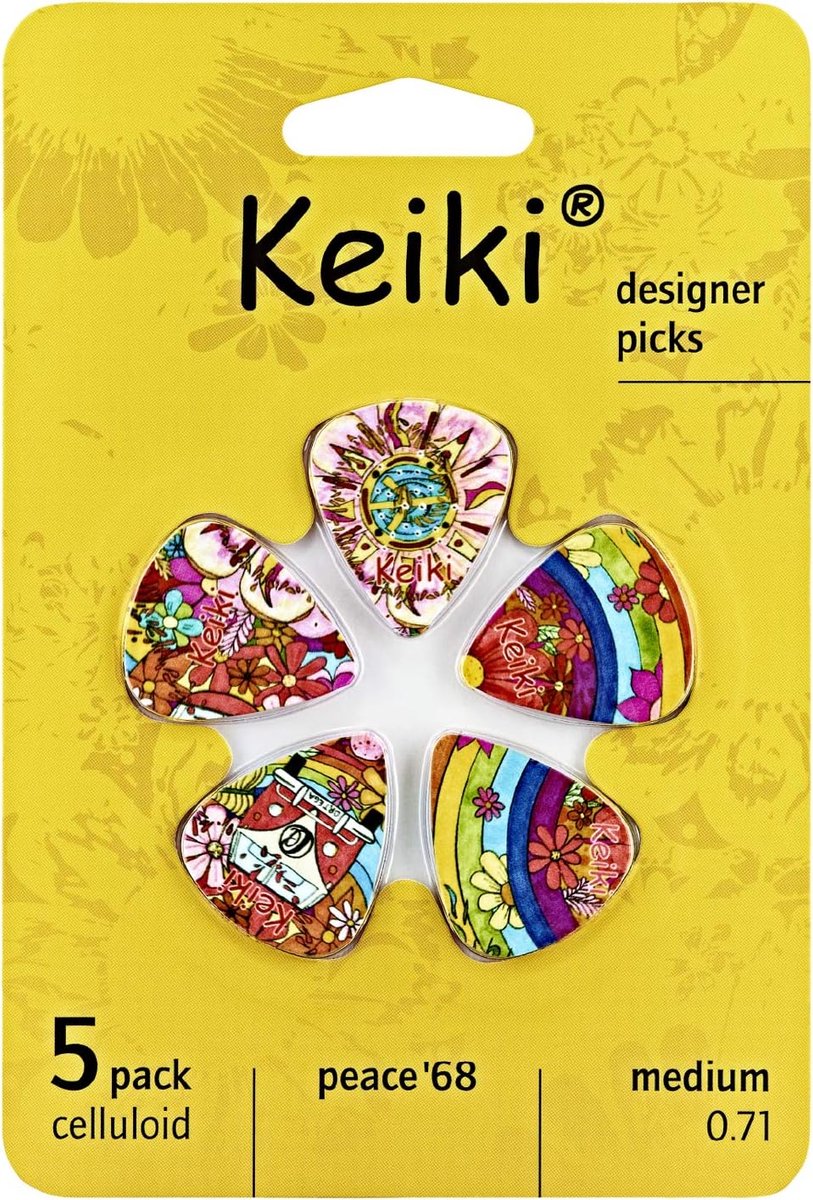 Keiki® Designer Series 0.71 mm Celluloid Picks Peace '68 - Plectrum set