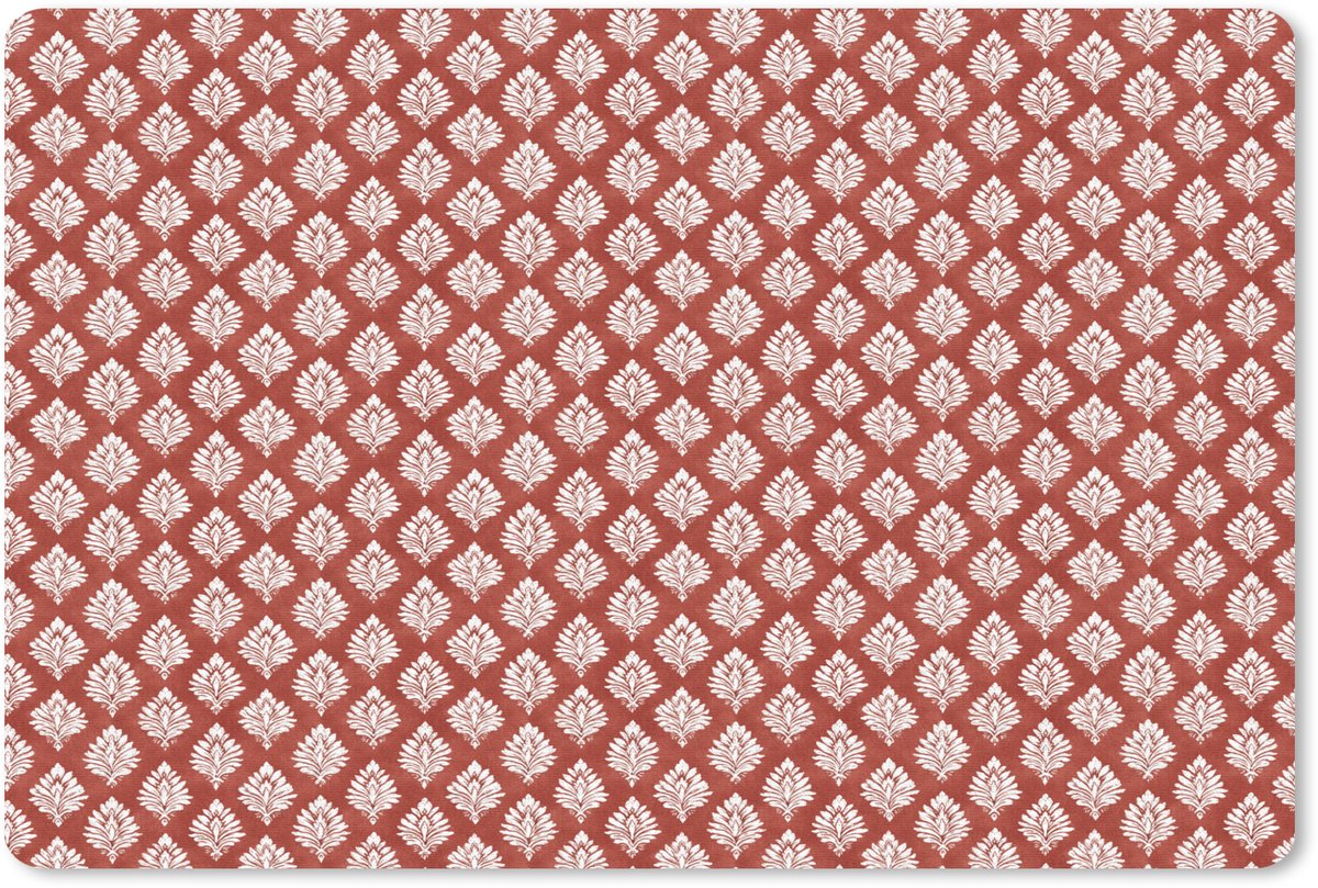 Muismat 27x18 cm - Mousepad Chic - Patroon - Rood - Wit - Muismatten