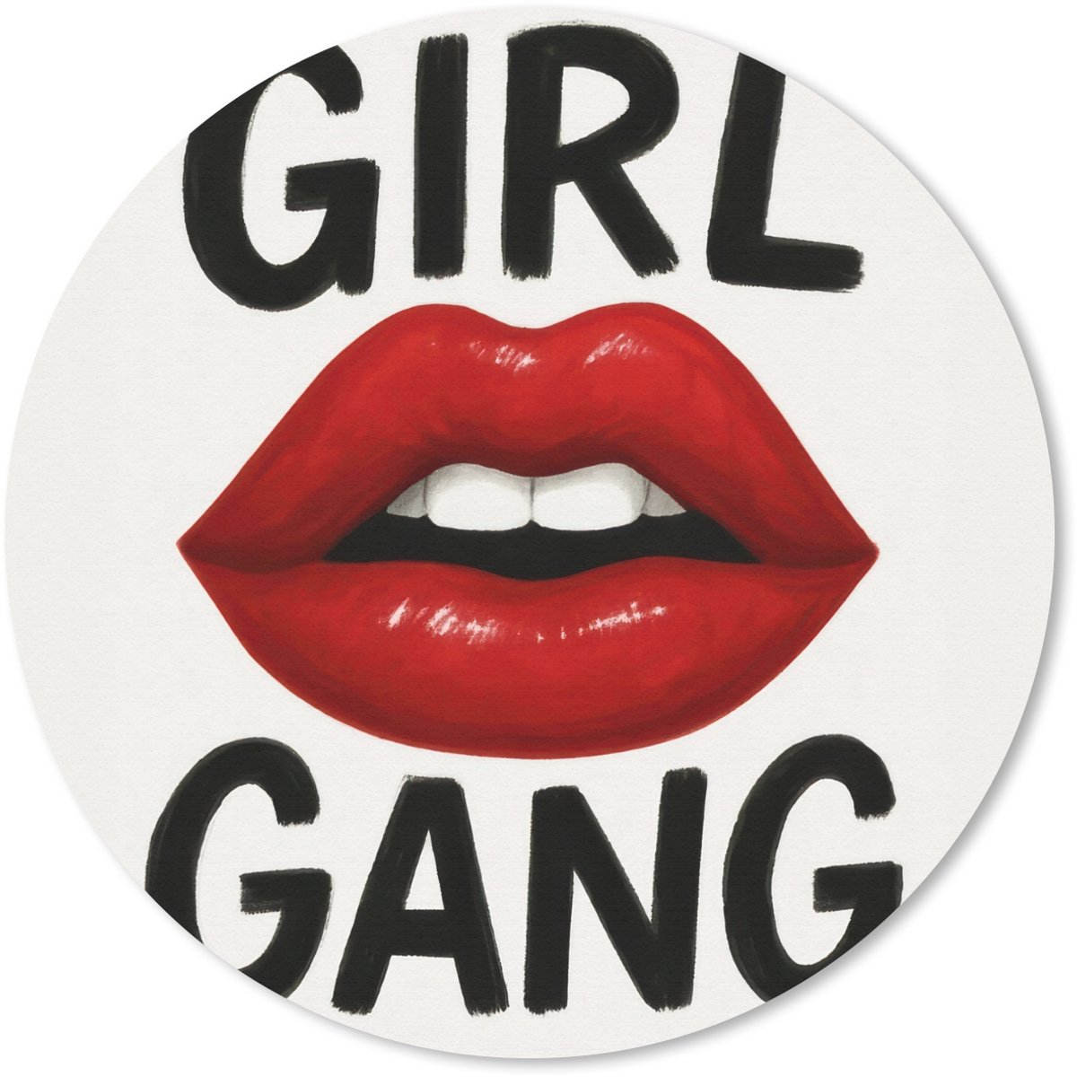 Muismat rond 50x50 cm - Mousepad Lip - Girl - Rood - Letters - Ronde muismatten