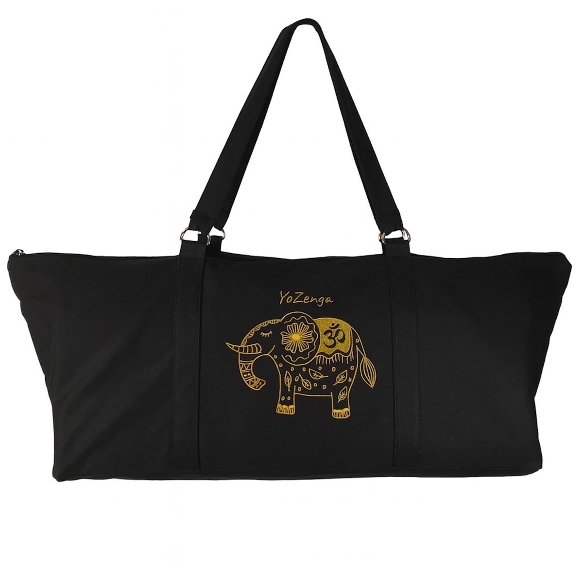 YoZenga Yogatas Olifant Olive Black | Sporttas | Yoga tas groot | Gouden Olifant Borduursel - Met Binnenvak - Ook Geschikt als Sporttas en Weekendtas