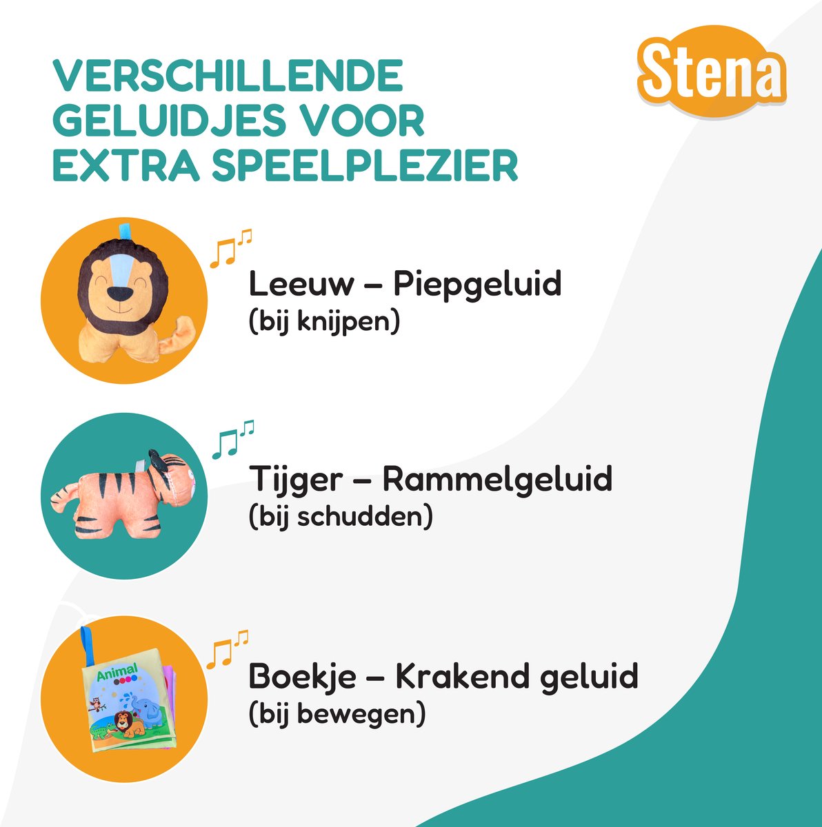 Stena Babygym - Speelkleed Baby met Boog - Jungle - 8 Speeltjes - Speelmat - Trendy Design - 0 tot 18 Maanden — afbeelding 4
