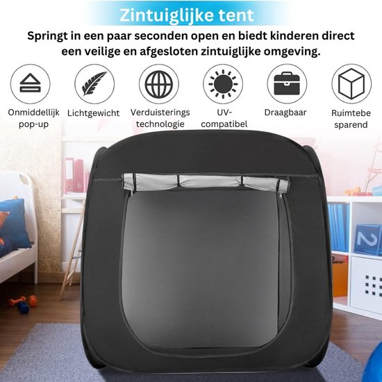 WNHB® Kinder tent – Sensorische speeltent met reistas – Rustgevende kinderkamp tent voor binnen en buiten – Geschikt voor autisme en prikkelreductie — afbeelding 5