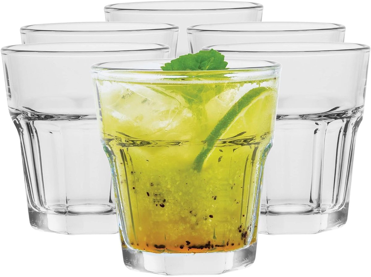 Transparante drinkglazen - set van 6 - multifunctioneel - retrostijl