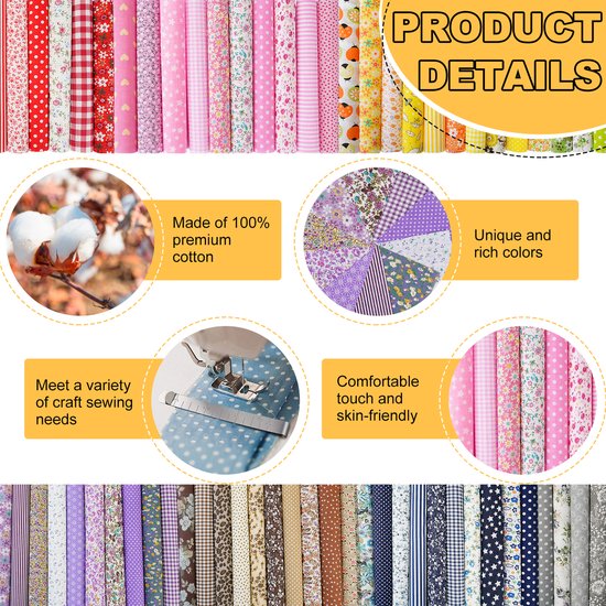 Creativeally Lot de 100 Tissus carrés en Tissus 10 x 10 DIY