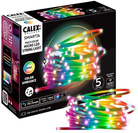 Micro Led Syrip Calex Smart Micro LED Strip - 50 LEDs - Geschikt als Kerstverlichting ...