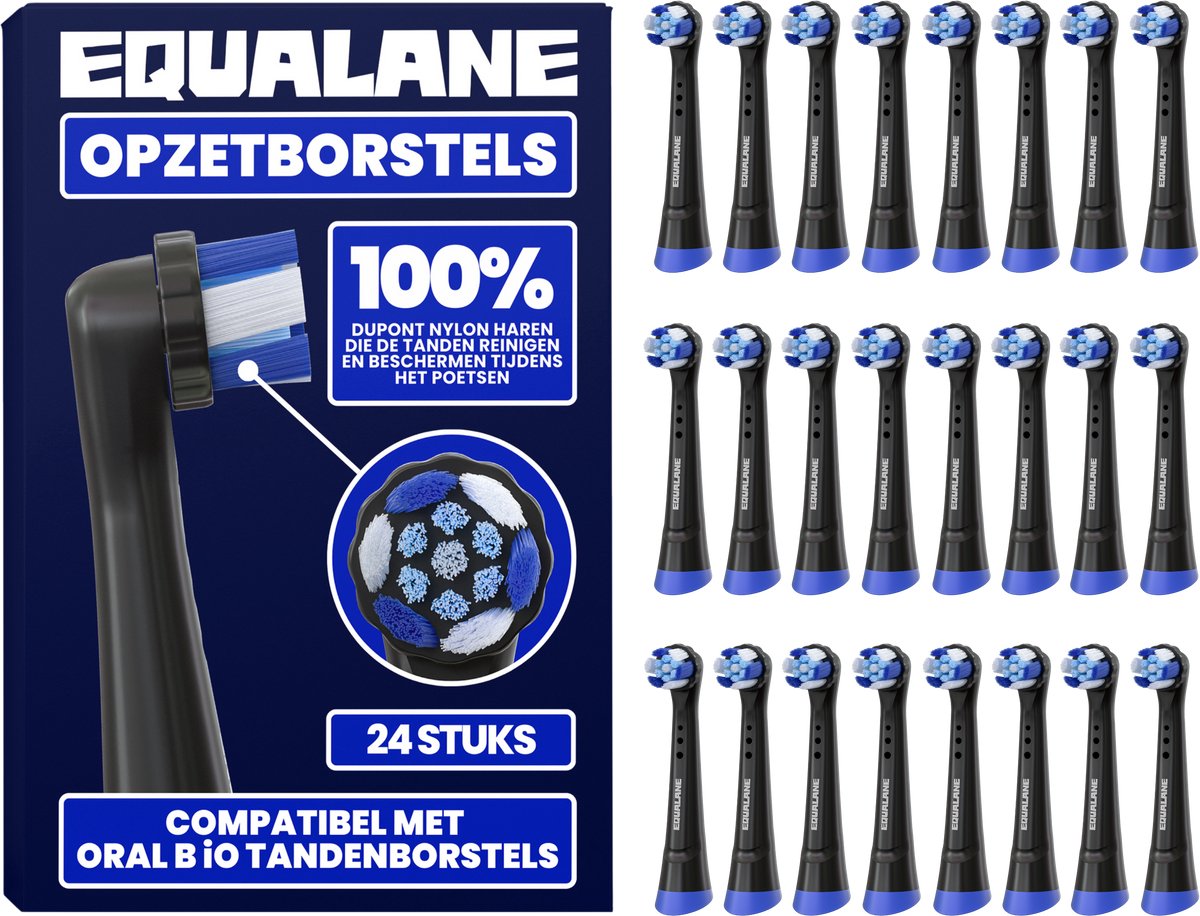 Opzetborstels geschikt voor Oral-B iO - Universele Opzetborstels - Schuine Borstelharen - Zwart - 24 Stuks