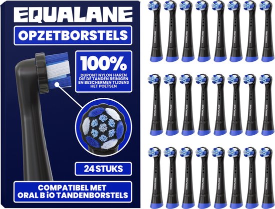 Opzetborstels geschikt voor Oral-B iO - Universele Opzetborstels - Schuine Borstelharen - Zwart - 24 Stuks