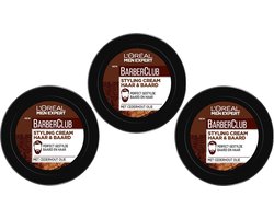L’Oréal Paris Men Expert BarberClub Beard & Hair Styling Cream - 3 x 75 ml