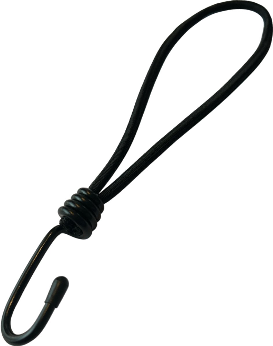 Spanelastiek met haak - 25 st - 25cm - Zwart - tent - boot - schaduwdoek