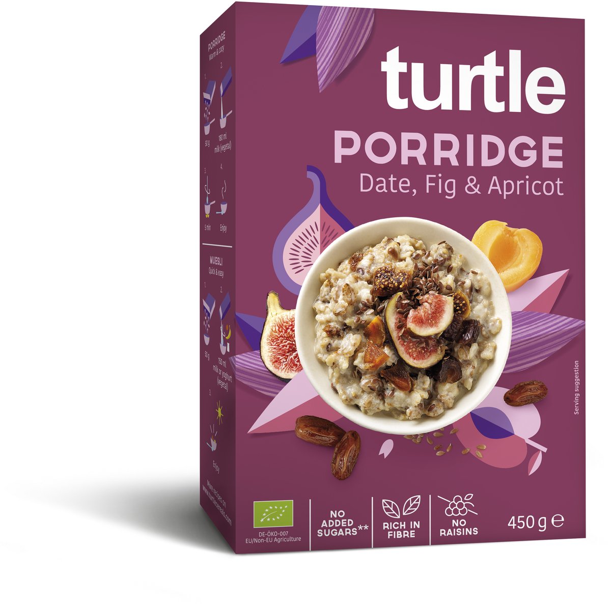 Turtle Porridge Date, Fig & Apricot - Havermout Mix - Bio - geen toegevoegde suikers - super clean & natural