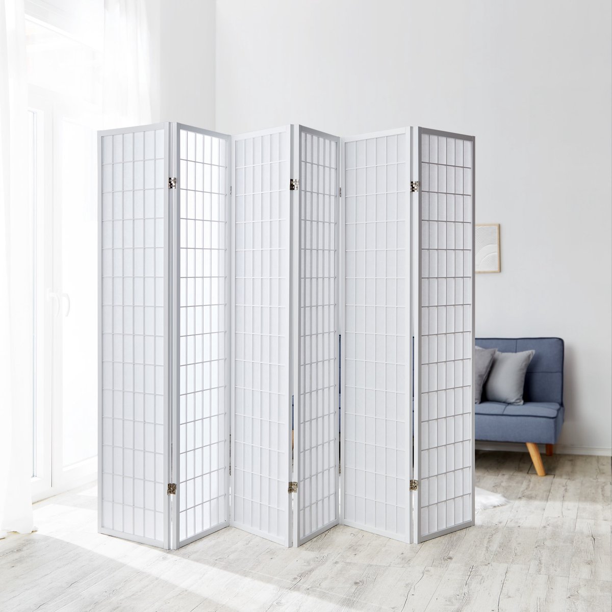 Homestyle4u Kamerscherm - 264x175 cm - wit - 6-delig - Shoji
