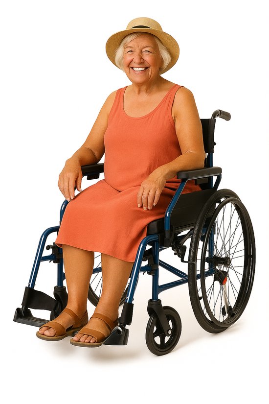 Homecare Innovation® Lichtgewicht opvouwbare rolstoel - Gewicht zonder wielen & beensteunen: 11,5 kg - opvouwbaar met afneembare voetsteunen - inklapbare armleuningen - Lekvrije PU Banden