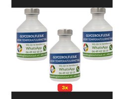 Glycerolflesje voor temperatuurmeting – Hygiënisch en nauwkeurig – Voor koeling & vriezer - 3x1 voordeelverpakking