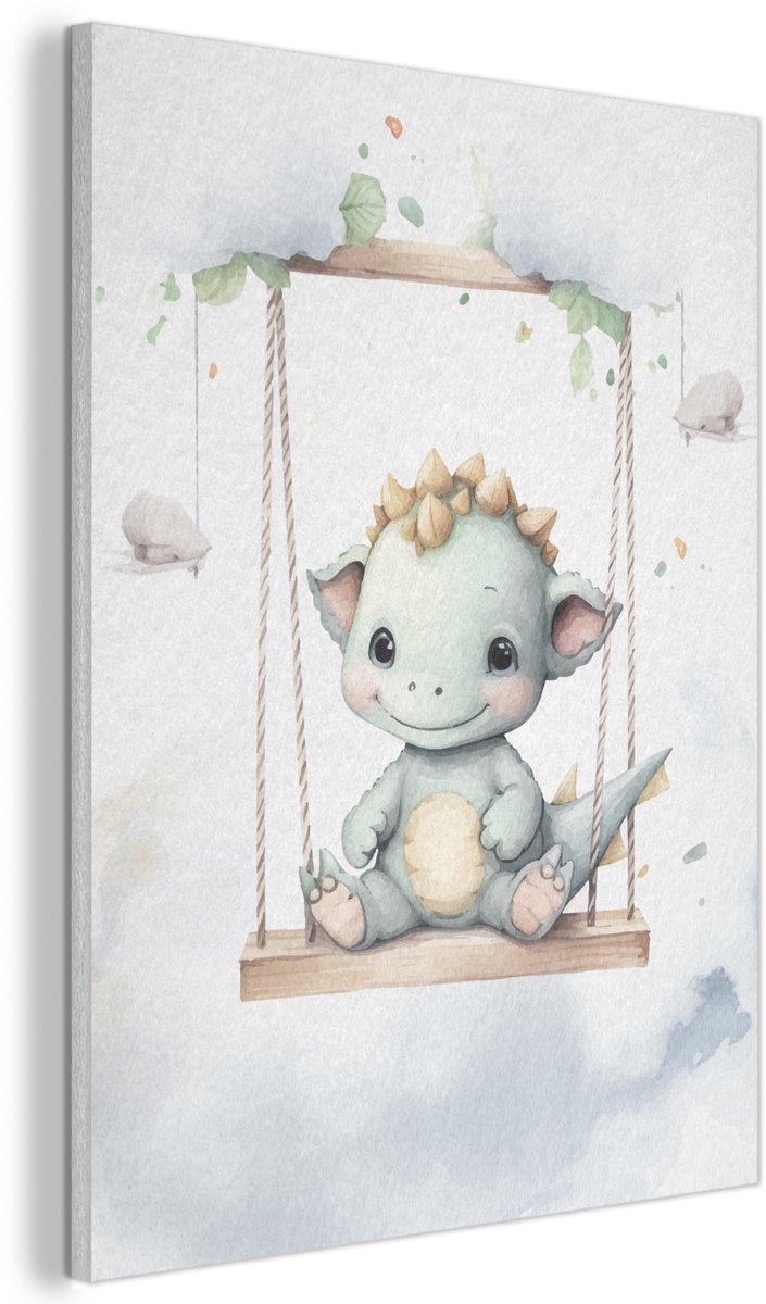 Akoestisch wandpaneel 30x40 cm - Vilt schilderij Draak - Baby dier - Kinderen - Akoestische panelen - Geluidsdempende wanddecoratie - Geluidsisolatie woonkamer - Muurdecoratie geluidspanelen