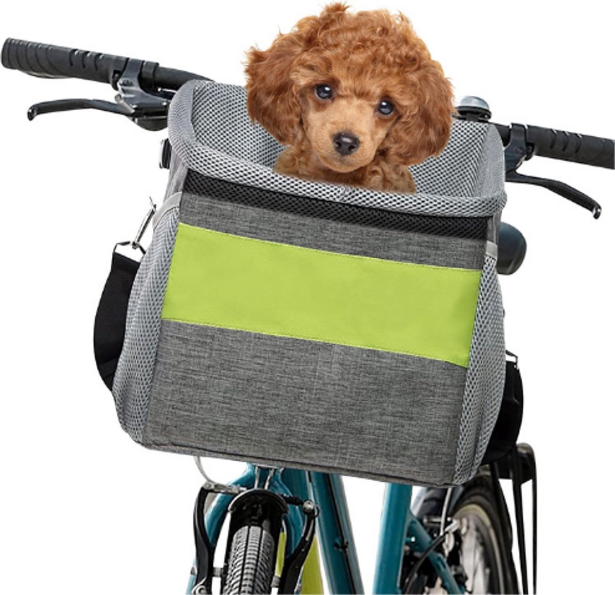 Pet Carrier Bag - Multifunctionele Hondenfietsmand Drager - Ademend Fiets Voorzak Rugzak Met Zijvakjes Voor Fietsen Met Katten Puppies Kleine Honden - Grijs