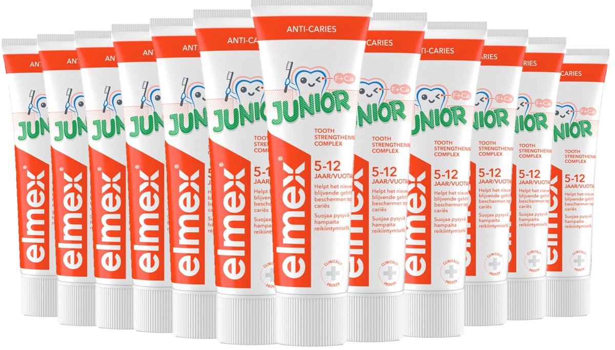 Elmex Tandpasta Junior 5-12 Jaar 12 x 75ml - Voordeelverpakking